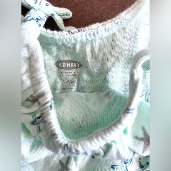 Baby Girls Infant 3-6 Months Old Navy Aqua Sea star print layered tank top flowy - Picture 3 of 5